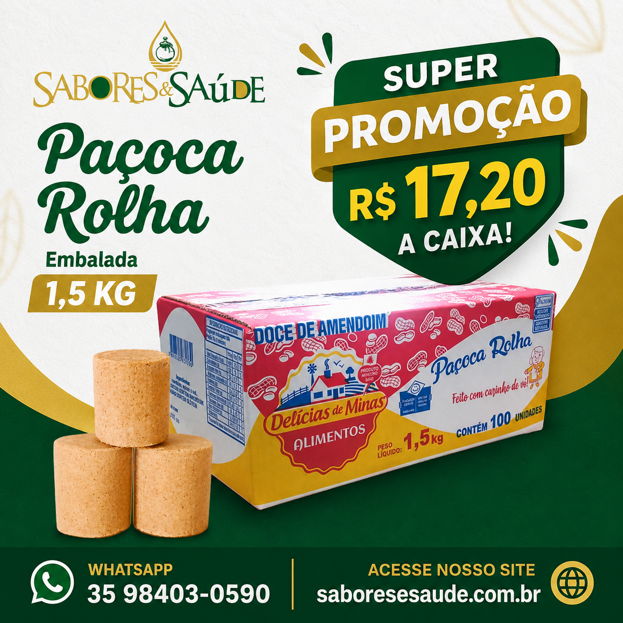 Paçoca Rolha 100 unid