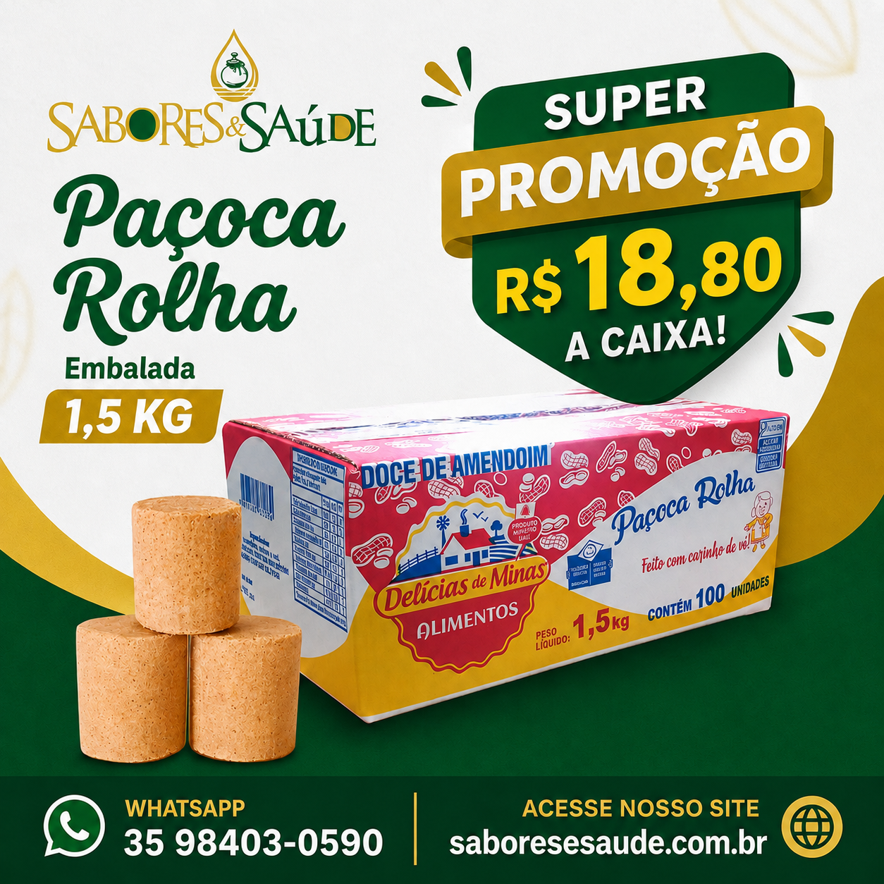 Paçoca Rolha 1.5 kilos