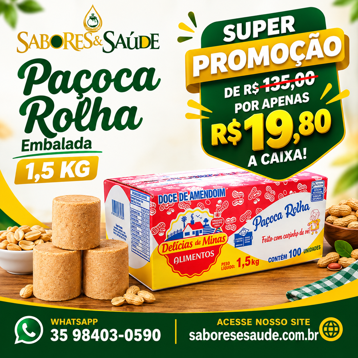Paçoca Rolha 1.5 kilos